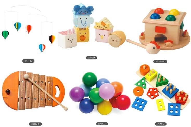 キッズラボラトリー公式サイトにあるおすすめおもちゃよりモンテッソーリ教具になる知育玩具を抜粋した画像