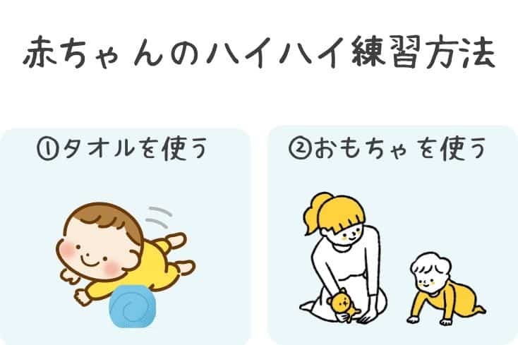 赤ちゃんのハイハイ練習方法を図解で表した画像
