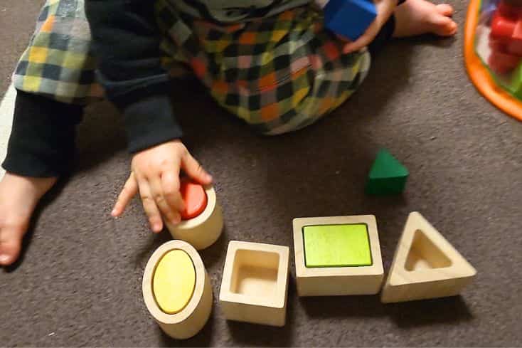 IKUPLE(イクプル)から届いたおもちゃのかたはめパズルで遊ぶ末っ子(1歳8か月)の写真