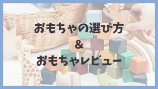 おもちゃの選び方＆おもちゃレビューの文字とおもちゃで遊ぶ子どもの画像