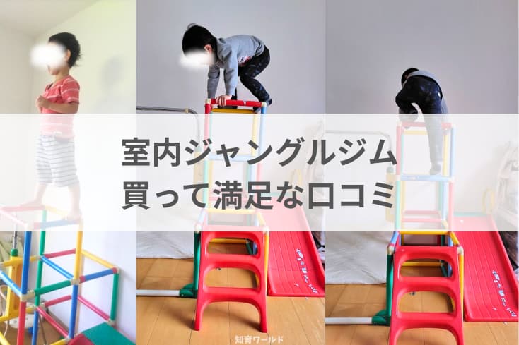 わが家の室内ジャングルジムで遊ぶ子どもの写真