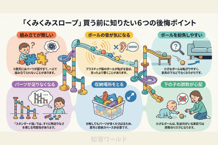 くみくみスロープを買う前に知りたい6つの後悔ポイントをインフォグラフィックでまとめた画像